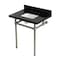 Kingston Brass 30" Black Granite Console Sink with Brass Legs, 8-Inch, 3-Hole, Black Granite/Brushed Nickel KVPK30KBSQ8 - alternate 1
