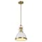 Jonathan Y Homer 10" 1-Light Modern Industrial Metal LED Dome Pendant, White/Brass Gold JYL9535D - alternate 1