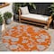 Homeroots 8' Orange And Gray Round Floral Washable Indoor Outdoor Area Rug 600032 - alternate 1
