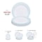 Smarty Had A Party 10.25" White w/Turquoise Blue and Silver Mosaic Rim Round Plastic Dinner Plates (120 Plates), 120PK 890TBS-CASE - alternate 2