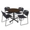 Regency Round Kobe Breakroom Table W/ 4 Zeng Stack Chairs, 42 in W, 42 in L, Neo Walnut TKB42RNDNW44BK - alternate 1