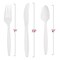 Smarty Had A Party White Disposable Plastic Cutlery Set - Spoons, Forks and Knives (1000 Guests), 3000PK 420S-WHCS-CASE - alternate 2