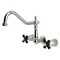 Kingston Brass Two-Handle Wall Mount Kitchen Faucet, Polished Nickel KS1286PKX - alternate 1