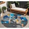 Homeroots 8' Charcoal Copper And Teal Blue Round Abstract Washable Indoor Outdoor Area Rug 599546 - alternate 1