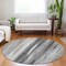 Homeroots 8' Khaki Ivory And Gray Round Botanical Leaves Washable Indoor Outdoor Area Rug 581944 - alternate 2
