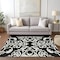 Homeroots 9' X 12' Black And Ivory Damask Washable Indoor Outdoor Area Rug 614411 - alternate 2
