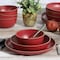 Gibson Home Rockabye 12 Piece Double Bowl Malemine Dinnerware Set in Red 136594.12 - alternate 2