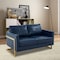 Leisuremod Lincoln Upholstered Leather Loveseat with Gold Frame, Navy Blue LA55BU-L - alternate 2