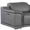 Homeroots 93in Battleship Gray and Silver Leather Power Reclining Loveseat 643825 - alternate 2