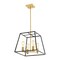 Jonathan Y Lloyd 15" 4-Light Farmhouse Industrial Iron LED Pendant, Black/Brass Gold JYL6510A - alternate 1