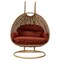 Leisuremod Mendoza Light Brown Wicker Hanging 2 person Egg Swing Chair with Cherry Cushions MSCLBR-53CHR - alternate 2