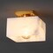 Jonathan Y Alessia 8" 1-Light Modern Contemporary Alabaster/Iron Square LED Semi Flush Mount, White Marbling/Bra JYL1203A - alternate 2