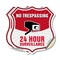 Signmission No Trespassing Shield Sign 24 Hour Surve, 12 inch X 12 inch, Vinyl Decal, 2PK SHI-D-2PACK-12-419 - alternate 1