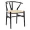 Homeroots Set of Two Natural and Black Upholstery Wishbone Back Dining Arm Chairs 653944 - alternate 2