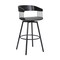 Homeroots 27" Gray and Black Faux Leather with Metal Swivel Counter Height Bar Chair 534452 - alternate 2