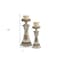 Homeroots Set of 2 Beige And Brown Vintage Pillar Tabletop Candle Holders, 2PK 468832 - alternate 2