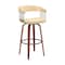 Armen Living Topanga 26in Swivel Walnut Wood Counter Stool in Cream Faux Leather with Golden Bronze Metal LCTOBAWACR26 - alternate 1