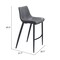 Homeroots Set of Two 30" Dark Gray And Black Faux Leather And Steel Bar Height Bar Chairs 555676 - alternate 2