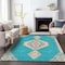 Homeroots 5' X 8' Teal Blue Brown And Ivory Oriental Washable Indoor Outdoor Area Rug 598443 - alternate 3