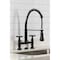 Kingston Brass Double-Handle Deck-Mount Pre-Rinse Bridge Kitchen Faucet, Matte Black GS1270BEX - alternate 2