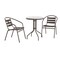 Flash Furniture Lila 23.75in Round Glass Top Metal Table with 2 Bronze Aluminum Slat Stack Chairs TLH-071RD-017CBZ2-GG - alternate 1