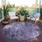 Homeroots 8' Purple And Ivory Round Abstract Washable Indoor Outdoor Area Rug 617658 - alternate 2