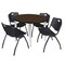 Regency Round Kahlo Breakroom Table W/ 4 M Stack Chairs, 42 in W, 42 in L, Neo Walnut TPL42RNDNWCM47BK - alternate 1