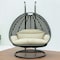 Leisuremod Charcoal Wicker Hanging 2 person Egg Swing Chair with Taupe Cushions ESCCH-57TP - alternate 3