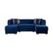 Homeroots Blue Velvet U Shaped Three Piece Sofa and Chaise Sectional With Toss Pillows 643886 - alternate 2