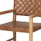 Homeroots Brown Woven Leather And Solid Wood Dining Arm Chair 605888 - alternate 3