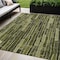 Homeroots 5' X 8' Olive Green And Dark Olive Green Striped Washable Indoor Outdoor Area Rug 608959 - alternate 1