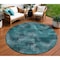 Homeroots 8' Teal Blue Aqua And Gray Round Abstract Washable Indoor Outdoor Area Rug 587154 - alternate 1
