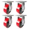 Hyw Products Heavy Duty Caster Set 5in Red Polyurethane on Cast Iron Wheels, 4 Rigid, 4PK 40-50R-A1-PC-4 (R) - alternate 1