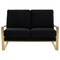 Leisuremod Jefferson Contemporary Velvet Loveseat with Gold Frame, Black JAG53BL - alternate 2