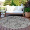 Homeroots 8' Gray And Pewter Round Damask Washable Indoor Outdoor Area Rug 616528 - alternate 2