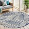 Homeroots 4' Navy Blue And Ivory Round Botanical Leaves Indoor Outdoor Area Rug 546640 - alternate 2