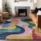 Homeroots 5' X 8' Green Orange And Pink Abstract Washable Indoor Outdoor Area Rug 604451 - alternate 2
