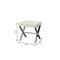 Homeroots 20in Off White and Silver Tufted Faux Leather and Metal Upholstered Bench 733244 - alternate 2