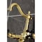 Kingston Brass Two-Handle Wall Mount Bridge Kitchen Faucet, Brushed Brass KS1267PKX - alternate 2