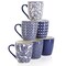 Elama Declan 6 Piece 12 Ounce Assorted Design Stoneware Mug Set in Blue and White ELM-DECLAN - alternate 3