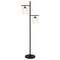 Homeroots 71" Black And White Two Light Tree Floor Lamp With White Glass Globe Shade 523456 - alternate 3