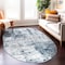 World Rug Gallery Distressed Abstract Area Rug 5 ft x 7 ft Oval Blue 910BLUE5OV - alternate 2