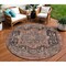 Homeroots 8' Charcoal Round Medallion Washable Indoor Outdoor Area Rug 608006 - alternate 1