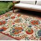 Homeroots 6' X 9' Red Gold Green And Teal Blue Floral Indoor Outdoor Area Rug 545036 - alternate 2