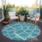 Homeroots 8' Teal Blue Ivory And Green Round Abstract Washable Indoor Outdoor Area Rug 600572 - alternate 2
