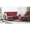 Homeroots 52" Burgundy Black and Brown Faux Leather And Microfiber Tufted Storage Ottoman 608911 - alternate 2