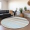 Homeroots 8' Sky Blue Gray And Beige Round Striped Washable Indoor Outdoor Area Rug 614835 - alternate 2