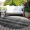 Homeroots 8' Black Ivory And Gray Round Ombre Washable Indoor Outdoor Area Rug 602823 - alternate 2