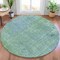 Homeroots 8' Teal Blue And Ivory Round Abstract Washable Indoor Outdoor Area Rug 631073 - alternate 2