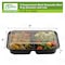 Ecoquality 3 Compartment Black Food Container with Lid for Meal Prep and Takeout, 540PK EQ3CSUSHITRY9X6-540 - alternate 2